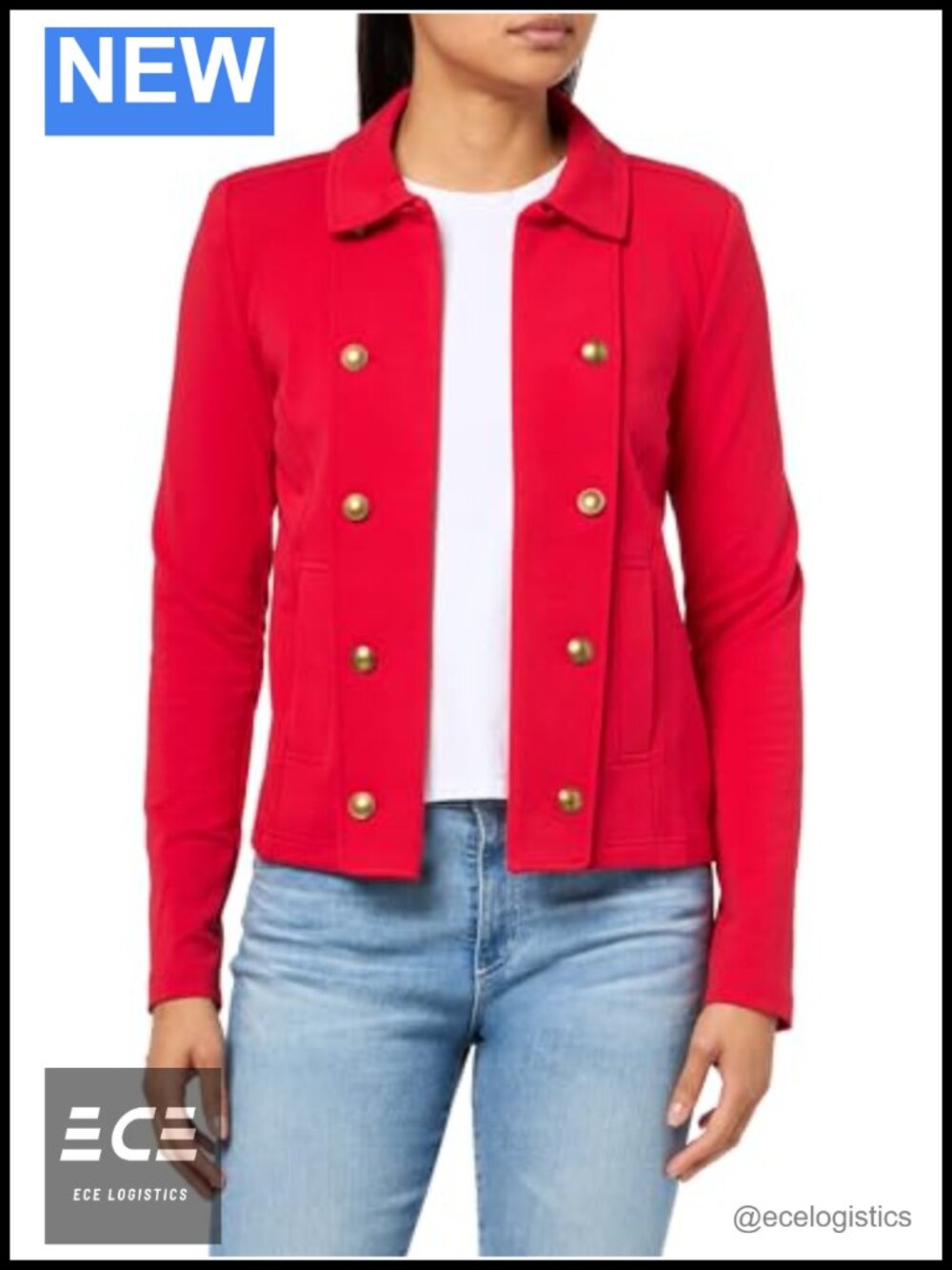 Open Front Knit Captains Jacket Lightweight Peacoat Casual